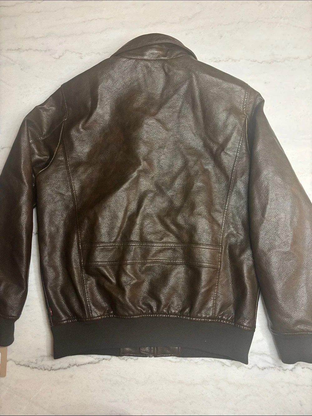 Levi's Unisex Faux Leather Aviator Bomber Jacket BROWN SMALL NEW